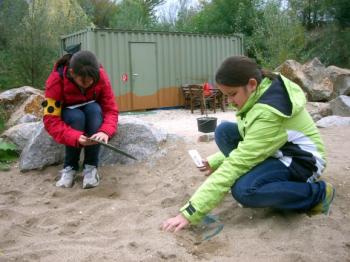 Schürfen nach Fossilien in der  Fossilienwelt Stetten 